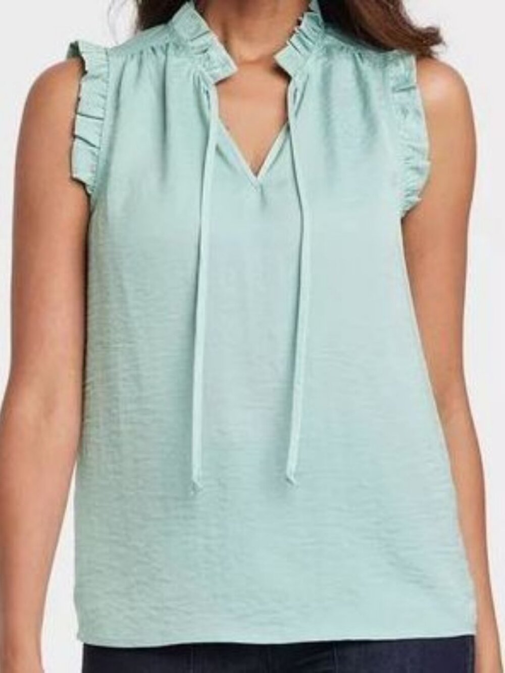 SZ L, Puckered Faux Silk Tank Top, Excellent Condition, Seaglass
